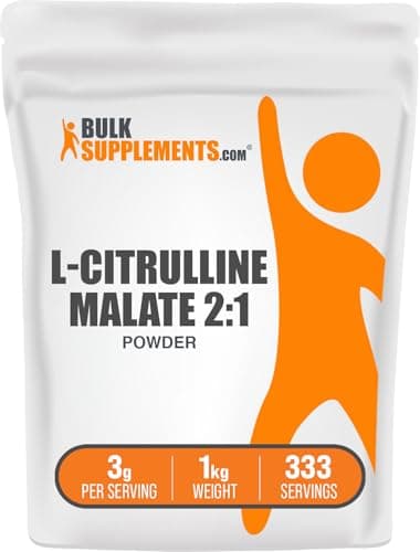 BulkSupplements.com L-Citrulline Malate 2:1 Powder - Nitric Oxide Boost, Citrulline Malate Supplement - Unflavored & Gluten Free - 3g per Servings, 1kg (2.2 lbs) (Pack of 1)