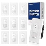 ELEGRP Occupancy Motion Sensor Light Switch, PIR Infrared Motion Activated Wall Switch, No Neutral Wire, Single Pole for CFL/LED/Incandescent Bulb, with Wall Plate, UL Listed (10 Pack, Matte White)