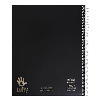 Roaring Spring Lefty Spiral Notebook, Wide Ruled One Subject Left Handed Notebook, 10.5" x 8.5", 100 Sheets, Assorted Color Covers