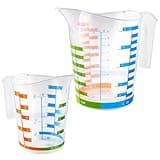 Tribello Measuring Cup Set 1 Cup and 1 Quart Plastic, With Easy To Read Measurements - BPA Free - 16oz & 32oz Liquid Measuring Cup - Spout Top for Pouring