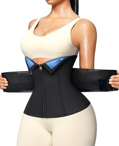 Junlan Sweat Waist Trainer for Women - Sauna Waist Trimmer for Working Out(Blue,Medium)