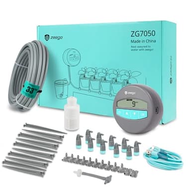 Zeego Automatic Drip Irrigation Kit with Digital Programmable Water Timer, 10 Potted Indoor Outdoor Houseplants Support (Incremental Support), Smart DIY Watering Schedules/Modes