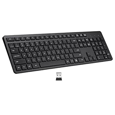 Harburfine Wireless Keyboard, 2.4G USB External Silent Cordless Keyboard for Windows Chrome Laptop Computer PC Desktop Notebook Chromebook, 106 Keys Full Size with Number Pad (Black)