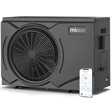 MICOE 35,000 BTU Smart Swimming Pool Heat Pump, Electric Pool Heater for 12,000 Gallons Above Ground & Inground Pools, App-Controlled Heating & Cooling, 220–240V
