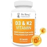 Dr. Berg D3 K2 Vitamin 5000 IU w/MCT Powder - Includes 50 mcg MK7 Vitamin K2, Purified Bile Salts, Zinc & Magnesium for Ultimate Absorption - K2 D3 Vitamin Supplement - 60 Capsules