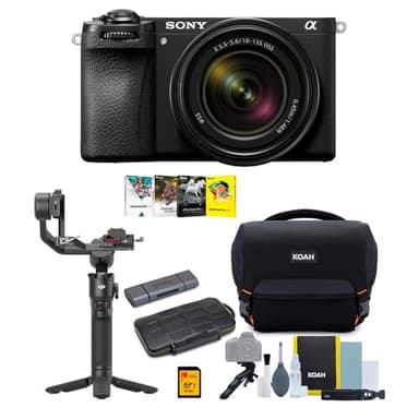 Sony a6700 Mirrorless Camera with 18-135mm Lens Bundle with DJI RS 3 Mini Gimbal Stabilizer, Bag with Accessory Kit, Software Suite, 128GB SD, Card Reader and Storage Case (6 Items)