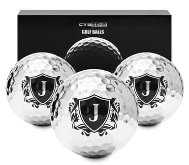 CybGene Personalized Golf Balls for Men, Unique Golf Gifts, Cool Accessories for Golfers, Golf Lovers, for Birthday and Christmas, Silver, J