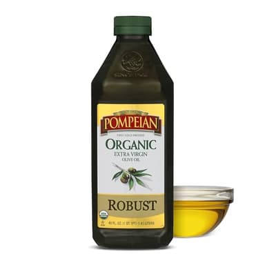 Pompeian USDA Organic Robust Extra Virgin Olive Oil, Contains Polyphenols, First Cold Pressed, Full-Bodied Flavor, Perfect for Salad Dressings & Marinades, 48 FL. OZ