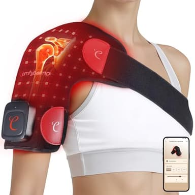 Comfytemp Cordless Red Light Therapy for Shoulder, 94 LEDs Wearable Near Infrared Light Wrap, 3D Portable Flexible Wrap with Timer, 660nm & 850nm (No Massage,One Size)