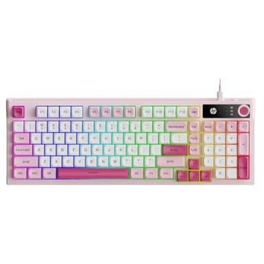 HP 99 Key Keyboard, Wireless Gaming Keyboard Bluetooth Computer Keyboards Creamy Cute with Number Pad RGB Backlit Tri-Mode BT/2.4GHz/USB-C - Pink