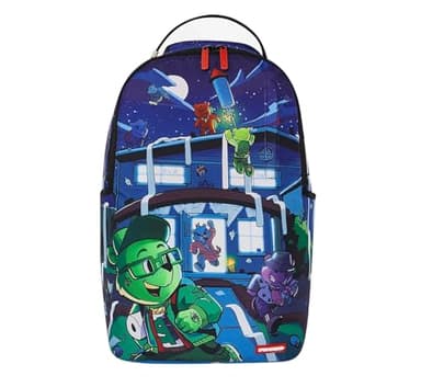 Sprayground Misfits Of Moneyville Blue Backpack, One Size, Multicolor, Men's, PVC Exterior, 20 Liters, Padded Laptop Sleeve, 18" H x 11.5" W x 6" D