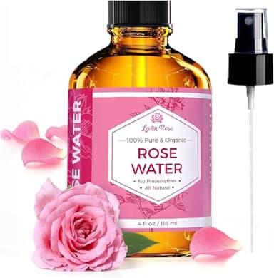 Rose Water Facial Toner by Leven Rose, Pure Natural Moroccan Rosewater Hydrosol Face Spray 4 oz