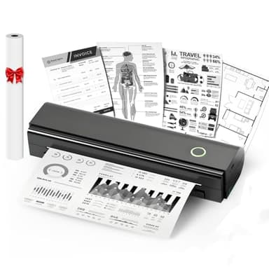 NDYIN Portable Printers Wireless for Travel, N80 Wireless Thermal Printer Bluetooth Inkless Printer Support 8.5" X 11" US Letter & A4, Compatible with iOS, Android, Laptop