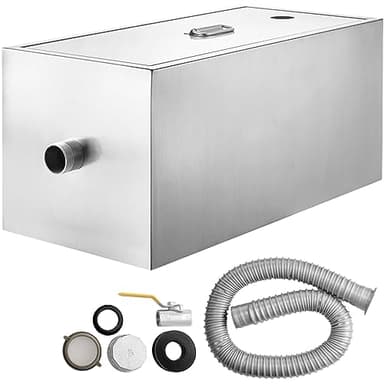 VEVOR Commercial Grease Trap, 8 LBS Grease Interceptor, Top Inlet Interceptor, Under Sink Stainless Steel Grease Trap, 2.8 GPM Waste Water Oil-water Separator, for Restaurant Canteen Home Kitchen