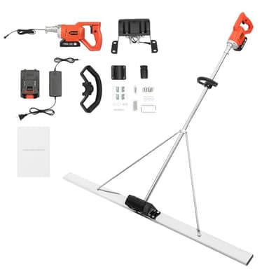 Power Concrete Screed Vibratory Kit, 21V Electric Cordless Concrete Screed Vibrator Tool Concrete Finishing Tool Battery Powered Concrete Surface Leveling Tamper Ruler for Construction Sites