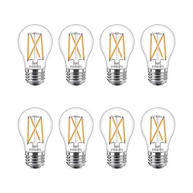 Philips LED Flicker-Free A15 Light Bulb, EyeComfort Technology, Dimmable Warm Glow Effect, 350 Lumen, 2700-2200K, 3.8W=40W, E26, Title 20 Certified, 8-Pack,Soft White