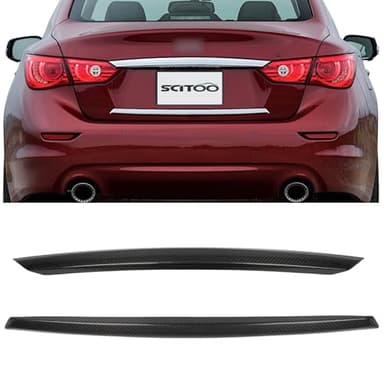 SCITOO Carbon Fiber Rear Trunk Plate Trim Cover fits for 2014-2017 for Infiniti for Q50 Glossy Black Rear Trunk Plate Trim Cover Overlay