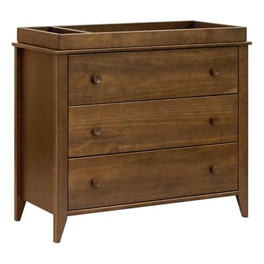 Babyletto Sprout 3-Drawer Changing Table Dresser w/Removable Tray | GREENGUARD Certified Baby Dresser with Changing Table Top & Storage for Nursery - Versatile Use for Bedroom/Hallway, Natural Walnut