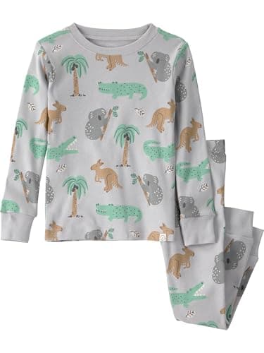 little planet by carter's Neutral 2-piece Pajamas made with Organic Cotton, Aussie Friends, 4T