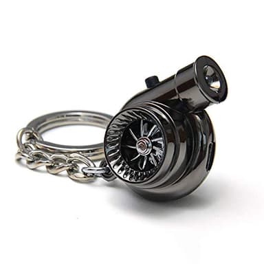 Boostnatics Rechargeable Electric Turbo Keychain with Sounds + LED! - Black - Version 5 (V5)