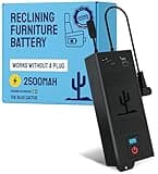 The Blue Cactus Universal Battery Pack for Reclining Furniture with LCD Display – 2500mAh Rechargeable Recliner Battery – Compatible with 2-Pin Motion Furniture - Couch, Sofa, Recliner Chair Accessory