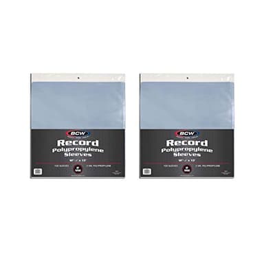 BCW 33 RPM Record Sleeves | Polypropylene Vinyl Record Outer Sleeves | 2 mil Thickness | Vinyl Record Album Protectors | (200 Pack)