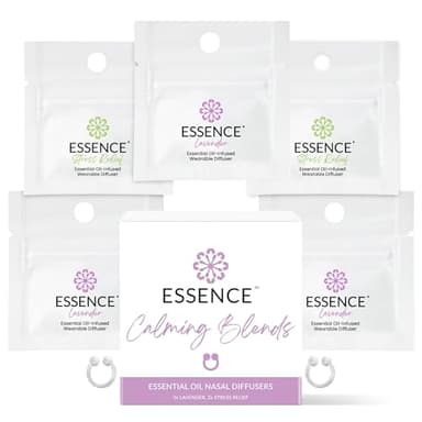 Essence Nasal Diffuser Calming Bundle – Aromatherapy Essential Oil Silicone Nose Rings for Stress & Sleep Support – Wearable Lavender & Stress Relief Blends for Relaxation & Nighttime Use