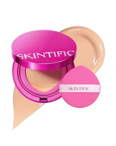 SKINTIFIC Pink Glow Cushion Foundation #03 Petal| Medium Coverage, Natural Dewy Glow Finish, Moisturizing for Dry Skin, Lightweight, Long-Lasting & Oxidation-Resistant