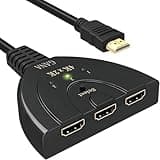 HDMI Switch, GANA 4K HDMI Splitter 3 in 1 Out, 3-Port Switcher Selector with Pigtail HDMI Cable,Supports Full HD 4K 30Hz 1080P 3D Player, Compatible with PS4/3, Xbox, Fire Stick, Roku, PC,TV