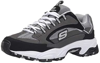 Skechers Sport Men's Stamina Nuovo Cutback Lace-Up Sneaker,Charcoal/Black,12 2E US