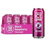 Sparkling Ice Caffeine Black Raspberry Sparkling Water with Caffeine, Zero Sugar, with Antioxidants and Vitamins,16 fl oz Cans (Pack Of 12)
