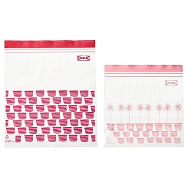 IKEA ISTAD resealable bag, patterned red/pink