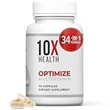 10X Health Optimize Methylated Multivitamin for Men & Women - 34 in 1 Formula with 800 mcg of Vitamin B12, Vitamin E, 5-MTHF, B Complex, NAC, Magnesium & Zinc Multivitamins - 90 Capsules