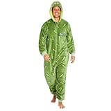 RICK AND MORTY Adult Onesie for Men Teenagers - Hooded Fluffy Fleece Onesies For Men S-2XL Lounge Wear - Gifts for Men, (Green, L)