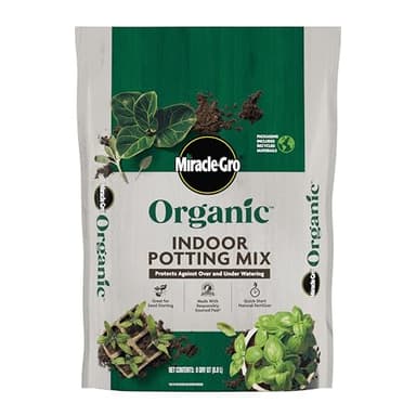 Miracle-Gro Organic Indoor Potting Mix - Protects Against Over and Under Watering, Planting Soil for Indoor Container Plants, Houseplants and Starter Plants, OMRI Listed, 8 qt.