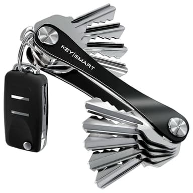 KeySmart Original Key Holder - Compact Key Organizer for Key Chain, Minimalist Clutter-Free EDC Keychains Key Ring, Black, 14 Keys