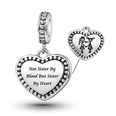Chili Jewelry Not Sister By Blood But Sister By Heart Charm for Best Friend BFF Friendship Compatible with Pandora Charms Bracelets