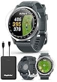 Garmin Approach S44 (Silver/Twilight) Golf GPS Smartwatch Bundle - 1.2" AMOLED Display, On-Course Features & 15H Battery Life with PlayBetter Screen Protectors & 5000mAh Portable Charger