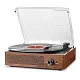 Record Players Vintage Turntable for Vinyl Records with Speakers Belt-Driven Turntables Support 3-Speed, Bluetooth Wireless Playback, Headphone, AUX-in, RCA Line LP Vinyl Players