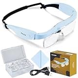 YOCTOSUN Magnifying Glasses with 3 LED Lights, Magnifying Headset with 5 Detachable Lenses 0.75X,1.25X,2.0X,3.0X and 4.0X, Headband Magnifier for Close Work, Hobby Crafts