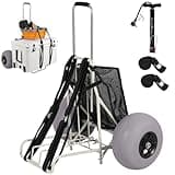 REDCAMP Beach Cart with Balloon Wheels for Sand, 19x14 Large Cargo Deck, Folding Beach Dolly with 12" Big Wheels, 110LBS Loading Capacity