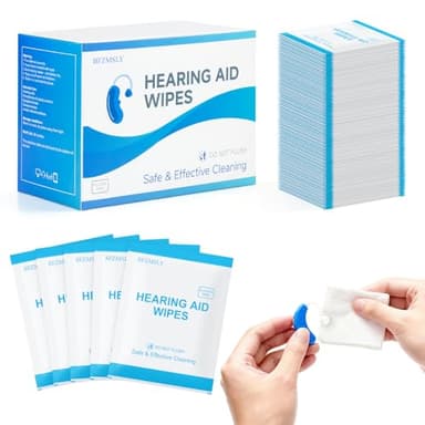Hearing Aid Cleaning Wipes, Alcohol-Free Individually Wrapped Towelettes for Hearing Aids, Earbuds, Earphones, Headphones & Electronic Devices – Removes Earwax & Dust – Large 4.7" x 6" – 100 Count