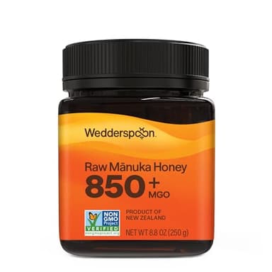 Wedderspoon Raw Manuka Honey 850+ MGO, 8.8 Oz, Unpasteurized New Zealand Honey, Non-GMO, BPA-Free Jar, Superfood & Natural Wellness Support