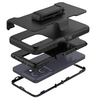 TMIDVFV Rugged Phone Case for Moto G Power 5G 2025/Moto G Play 2025, with Belt Clip Holster & Kickstand Heavy Duty Shockproof Protective Full Body Case (Black)