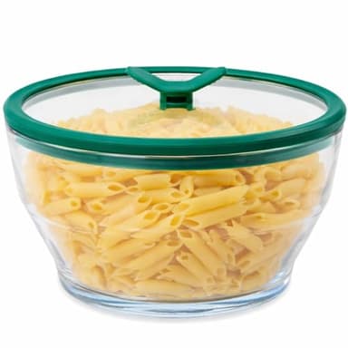 Anyday 8 Cup Glass Microwave Pasta Cooker - BPA Free & Plastic Free Microwave Spaghetti Cooker - Meal Prep & Glass Cookware | Stackable Airtight Nontoxic Storage Container with Vented Lid (Kale)