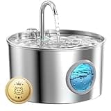 Cat Water Fountain Stainless Steel: 74oz/2.2L Cat Fountain for Drinking - Pet Water Fountain for Cats Inside - Quiet Cat Water Bowl Dispenser - Cat Drinking Fountains - for Cats&Pets& Small Animals