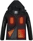 RUANSZZ Heated Jackets for Men with 16000mAh Battery Pack, Windproof Winter Outdoor Mens Heated Coat with Detchable Hood