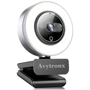 2K Webcam for PC with Microphone & Built-in Light, USB Computer Camera for PC/Laptop/Mac/Monitor, Streaming Webcam with Privacy Cover for Zoom/Skype/Teams/Video Calling/Conference/Online Classes