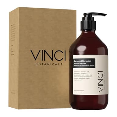 Vinci Botanicals Bergamot Geranium Hand Cleanser | Gentle Exfoliating Hand Wash | Cleanses & Hydrates Skin | Made with Essential Oils | Cruelty, Vegan & Paraben Free | Sweet & Fresh Aroma | 500 ml