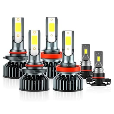 EMuna Fit for Chevrolet Silverado 1500(2007-2015) Chevy Silverado 2500 HD 3500 HD(2007-2019) Combo 9005 High Beam H11 Low Beam LED Headlight + 5202/H16 Fog Light Bulbs Kits,6000K Super Brighter